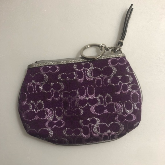 Coach purple silver optic coin pouch key ring - Picture 7 of 7